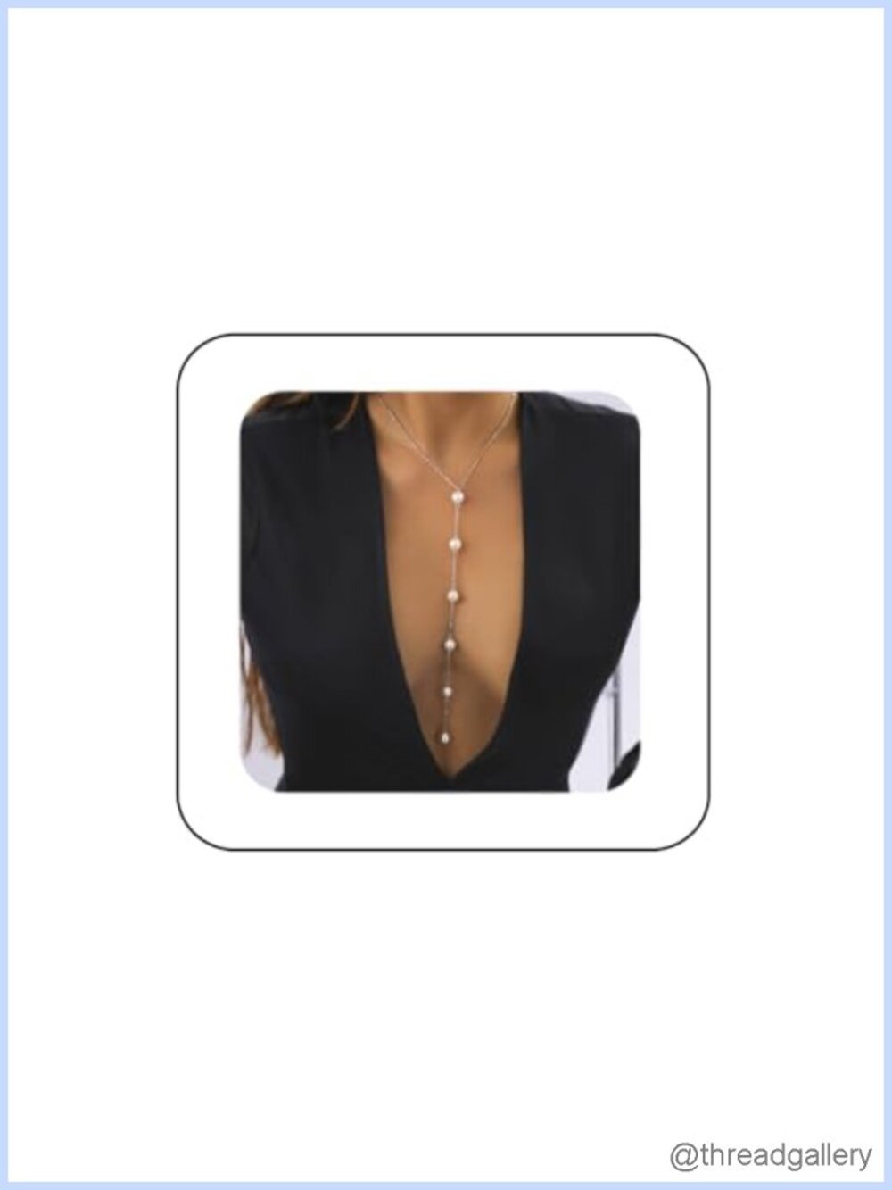 Pearl Y Necklace Long Pendant Dainty Drop Lariat Backless Dress Accessory